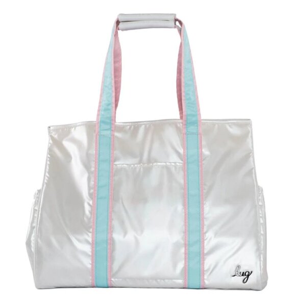 Lug Rover X-Large Carry-All Tote Metallic Diamond with Flamingo Foliage Interior - Picture 1 of 8